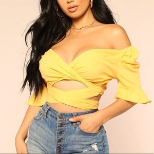 Havanna Wrap Crop Top - Mustard